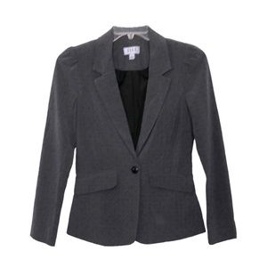 NEW- ELLE Gray & Black Dot Notch Collar Single Button Blazer w/ Pockets - Size 4